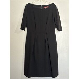 Max Mara Studio Black Crepe Pleated Short Dress Size 14